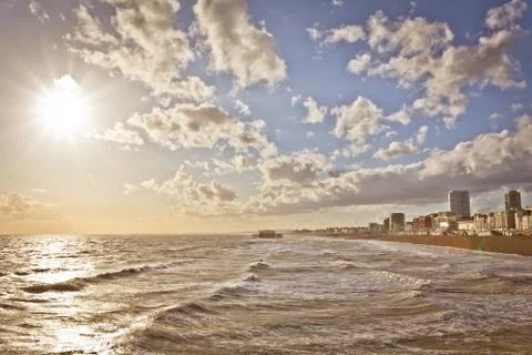 Sunset on the Brighton pier Stock Photos