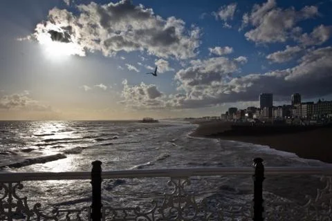 Sunset on the Brighton pier Foto stock