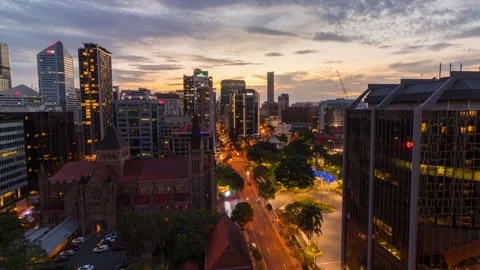 Sunset at Brisbane CBD, Australia Stock-Footage 148425532