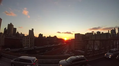 Sunset in Brooklyn Bridge, NY Stock Footage 45948721