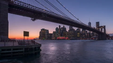 Sunset Brooklyn Bridge Sunset - Timelapse 4k ProRes Stock Footage 157508231