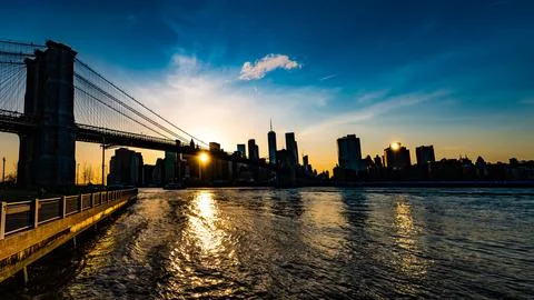 Sunset Brooklyn brigde Stock Photos