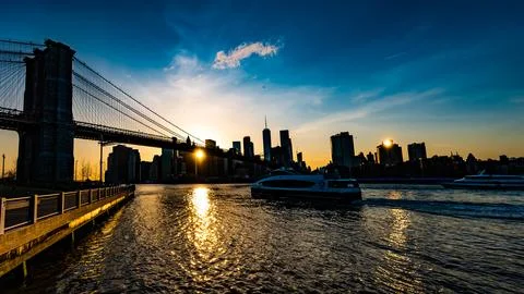 Sunset Brooklyn brigde Stock Photos