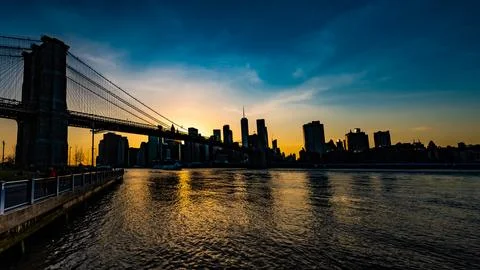Sunset Brooklyn brigde Fotos Stock