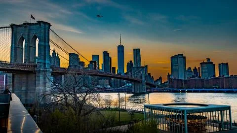 Sunset Brooklyn brigde Foto stock