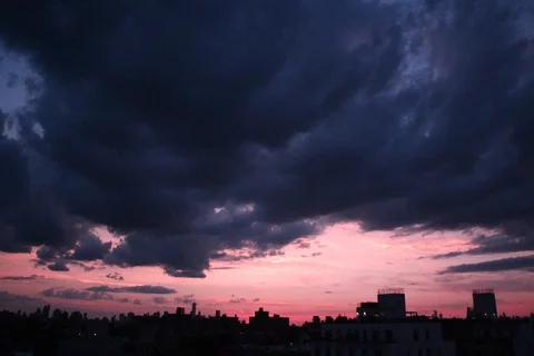 Sunset from Brooklyn Rooftop Stock Footage