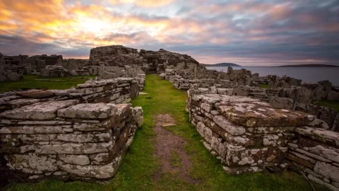 SunSet at the Brough of Gurness, Orkney Time Lapse 4K 動画素材 256082812