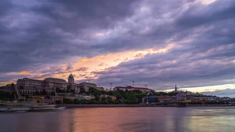 Sunset with Buda castle Stock Footage 197323243