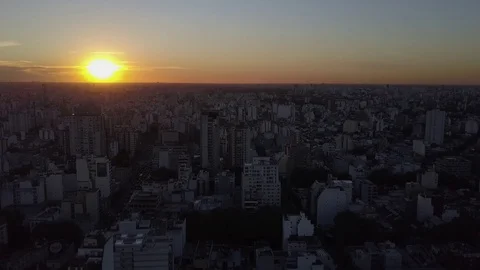 Sunset Buenos Aires Drone Flight Vídeo Stock 92007708