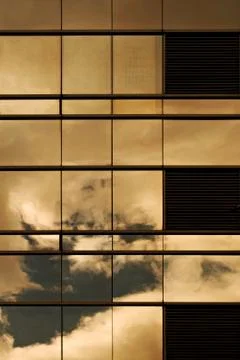 Sunset On a Building Window Wall Stock Photos