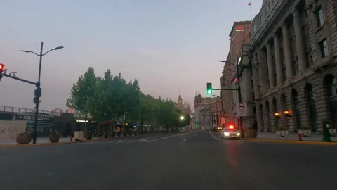 Sunset Bund in Shanghai is under lockdown Stock Footage 193495864