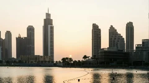 Sunset at Burj Khalifa Crop Stock Footage 12349287
