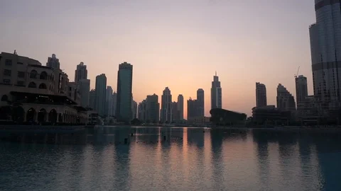 Sunset at Burj Khalifa, Dubai Stock Footage 99271538