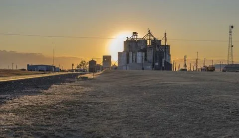 Sunset on Burlington Grain Elevators Stock Photos