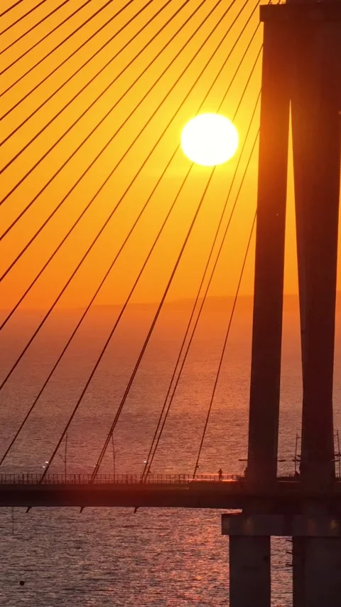 Sunset Cable Bridge In Manaus In Amazonas Brazil Near Amazon Rainforest. Stock Footage 342402069