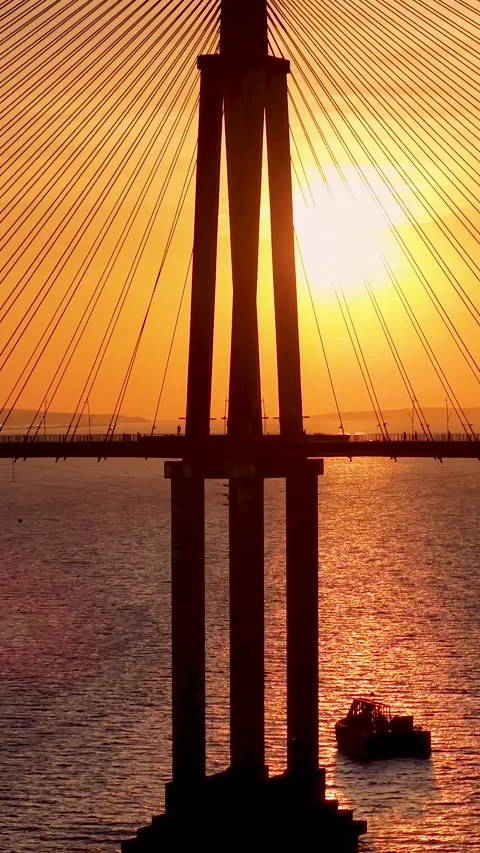 Sunset Cable Stayed Bridge In Manaus In Amazonas Brazil Near Amazon Rainforest. Stock Footage 342401958