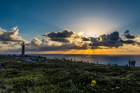 Sunset in Cabo da Roca, the last western part of Europe Stock Photos