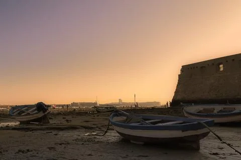 Sunset at Cadiz beach 写真素材
