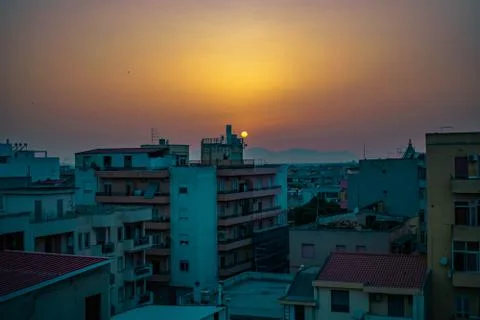 Sunset on Cagliari Foto stock