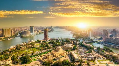 Sunset in Cairo city Stock Photos