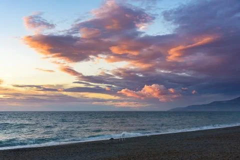 Sunset on the Calabrian beach Stock Photos