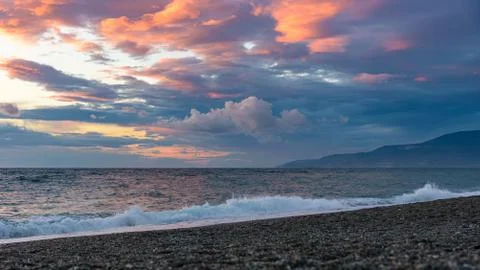 Sunset on the Calabrian beach Stock Photos