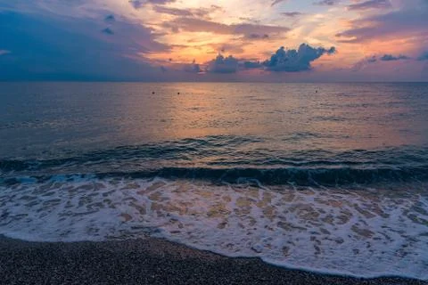 Sunset on the Calabrian beach Stock Photos