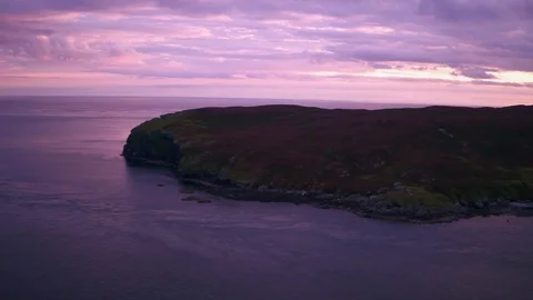 Sunset at The Calf / Sound. Drone, 4K Stock Footage 89764487