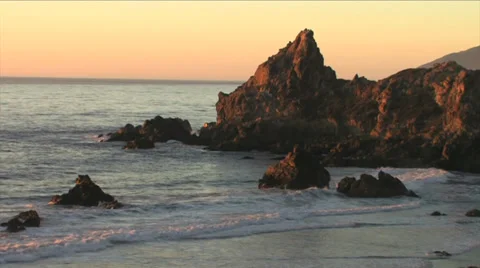 Sunset on California Coastline Stock-Footage 37586572