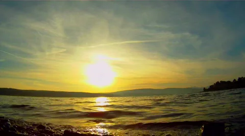 Sunset on a calm lake Stock Footage 862102