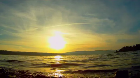 Sunset on a calm lake Video stock 1393717