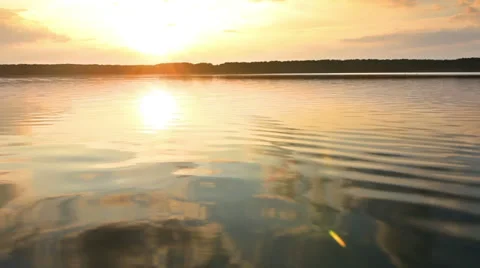 Sunset on a calm lake Stock Footage 34233020