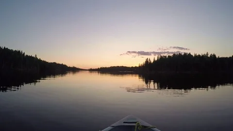 Sunset on a calm lake Stock Footage 77808973