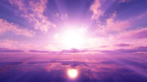 Sunset calmly sea sun ray 3d render Stock Illustration