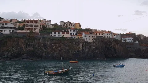 Sunset in Camara de Lobos bay Stock Footage 96513290