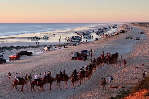 Sunset camel ride - Broome Stock Photos