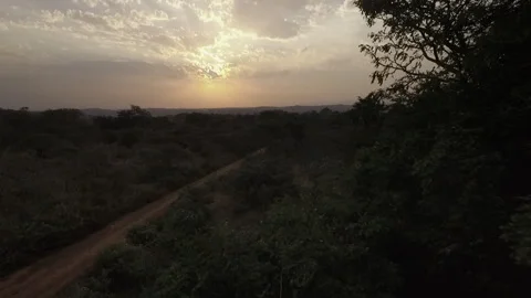 Sunset in Cameroon. Aerial view Stock Footage 257800620