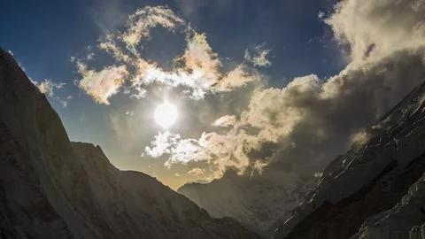 Sunset at camp 2 on Mt Everest Stock Footage 122035134