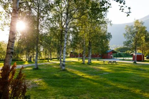 Sunset in camping Stock Photos
