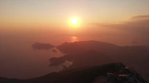 Sunset that can be seen from the high mountain BABADAG located near the city of Stock Footage 169341049