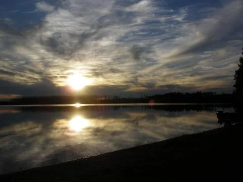 Sunset, Canada, Lake Stock Photos
