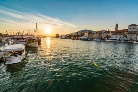 Sunset canal Trogir Stock Photos