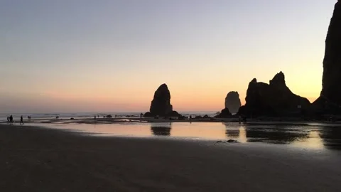 Sunset on Cannon Beach Stock Footage 202187531