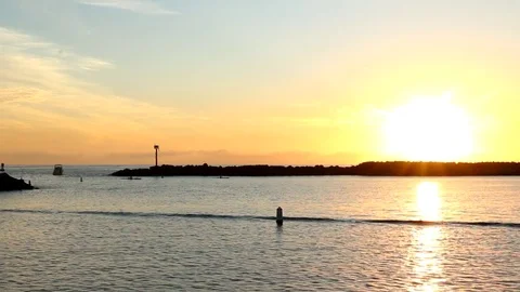 Sunset with canoes Stock Footage 82916911