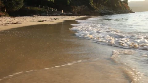 Sunset in a Cantabrian beach in Vicedo, Spain Stock Footage 320808187