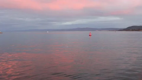 Sunset in the Cantabrian sea in Burela, Spain Stock Footage 236201670