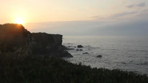 Sunset in the Cantabrian sea Stock Footage 266840508
