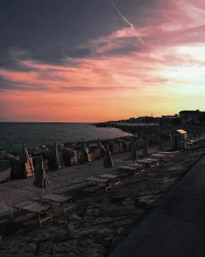 Sunset on Caorle's beach Stock Photos