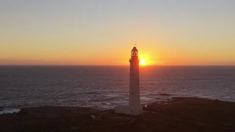Sunset Cape Leeuwin Lighthouse Over Open Southern and Indian Oceans From Cliff Stock Footage 326571361