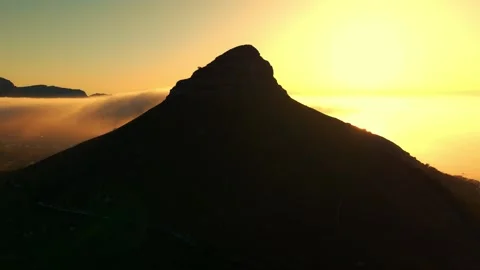 Sunset from Cape Town, Lions Head Aerial view Stock Footage 283544914